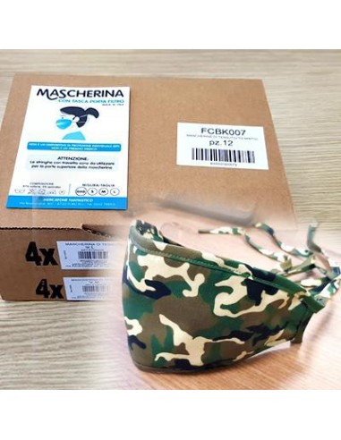 Mascherina Kit 12 pezzi Military cotone lavabile Porta-Filtr