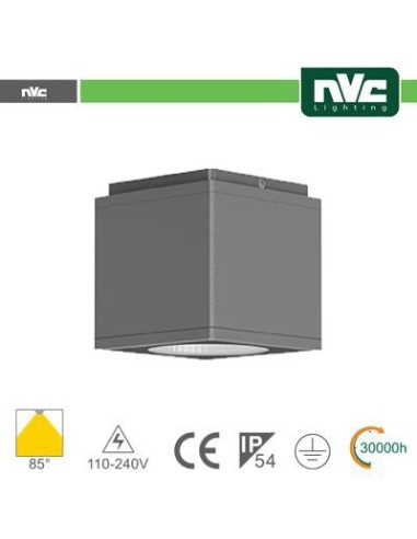 Downlight Cubo LED IP54 da soffitto - 8W 640lm 3000k 30°