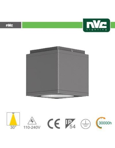 Downlight Cubo LED IP54 da soffitto - 12W 960lm 3000k 85°