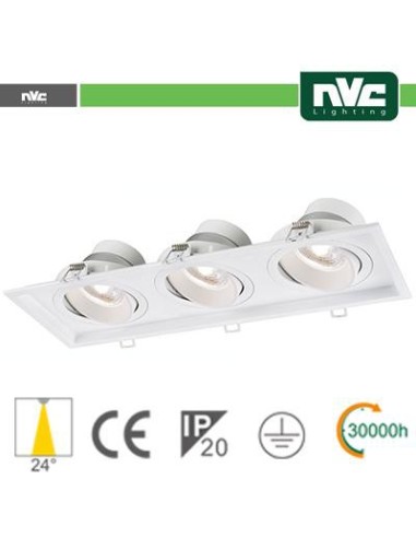 Incasso Multi lampada 27w (3x9w) 3000k 2160lm Angolo 24°