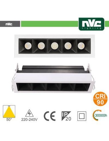 Incasso Multi lampada 5X3W 970LM 3000K 50° Angolo 90CRI