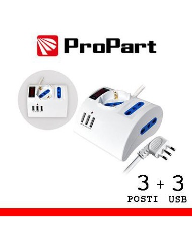 Multipresa 3pos tavolo bipasso + bip/schuko + USB sp16A +int