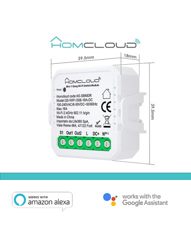 Modulo Interruttore/Pulsante Mini AC/DC Wi-Fi