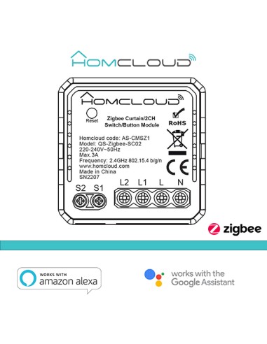 Modulo Ibrido Tapparelle o Pulsante Luci 2CH Zigbee da incas