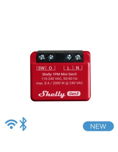 Shelly Mini 1PM Gen 3 - Smart Relay 8A AC WiFi/BT + PM Shelly