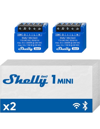 Shelly Mini 1 GEN3 DOUBLE PACK- Smart Relay 8A AC/DC WiFi/BT