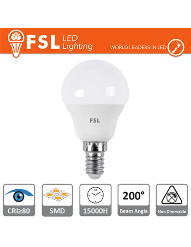 Lampada Sfera - 7,5W 3000K E14 FSL