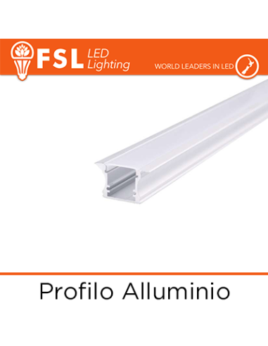 BARRA  ALLUMINIO 6063 - Incasso- 2m SILVER