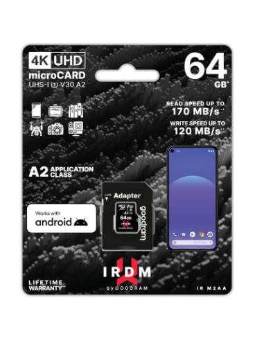 microSD IRDM by GoodRAM 64GB UHS I U3 A2 + adapter