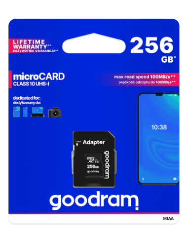 microSD 256GB CARD class 10 UHS I + adapter - retail blister