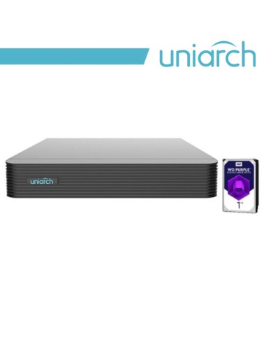 NVR Uniarch 4 Canali 8 Megapixel, 4 Porte PoE,1 HardDisk 1TB 