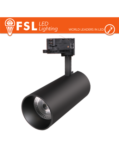 FSL Proiettore a Binario Trifase NERO - 3white 3000-4000-6500k, 30w, 3500lm FSL