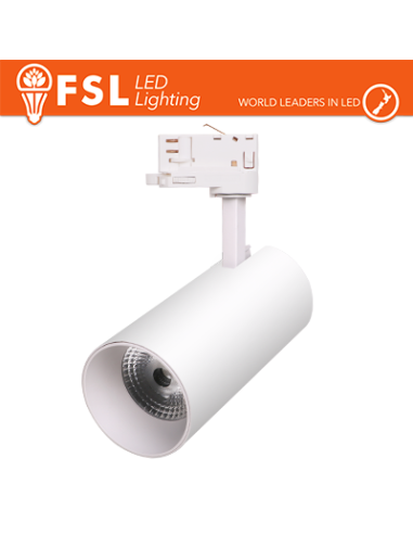 FSL Proiettore a Binario Trifase BIANCO - 3white 3000-4000-6500k, 30w, 3500lm FSL