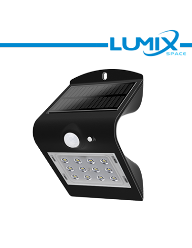 Lampada da parete LED solare senza fili con Sensori 220lm NERO