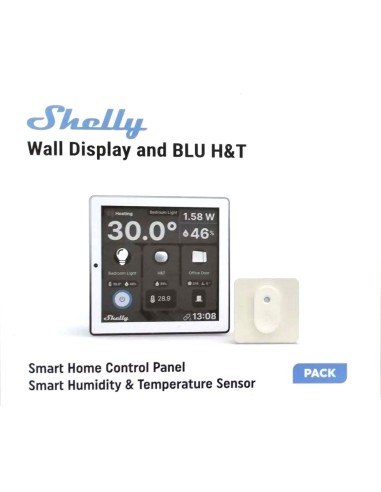 Shelly Wall Display + Sensore H&T - Pannello con Display touch Bianco Shelly