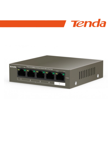 Tenda Switch Desktop 5 Porte 10/100 con 4 PoE 35W - TEF1105P-4-38W