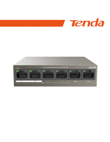 Tenda Switch 6 porte 10/100M desktop 4 porte PoE Tenda - TEF1106P-4-63W