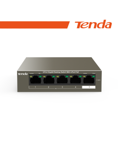 Tenda Switch Desktop 5 Porte 10/100/1000 con 4 Porte PoE - TEG1105P-4-63W TENDA