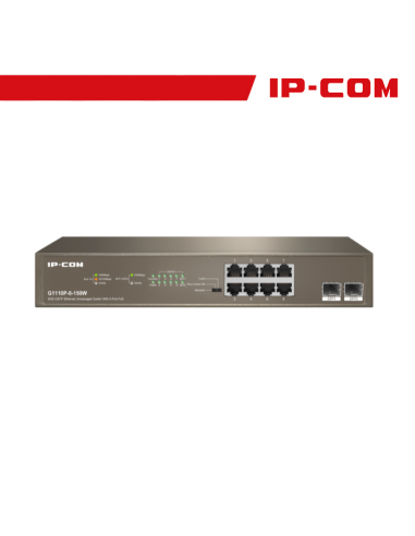 IP-COM Switch Unmanaged 8GE + 2SFP 8 porte PoE 150W - G1110P-8-150W