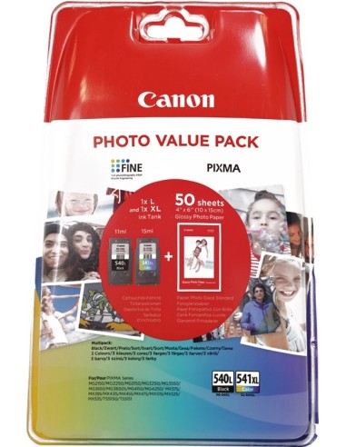 Cartuccia Originale Multipack Canon PG 540 XL CL 541 XL | 15ml (BK) 15ml (CMY) | PG-540XL CL-541XL Photo Value Pack CANON