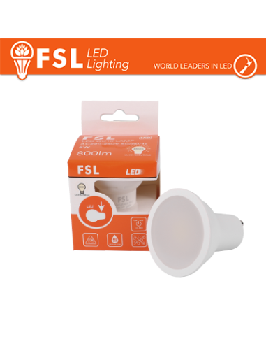 GU10 lampadina LED 8W alta luminosità - 3000K,  850lm, 100° FSL